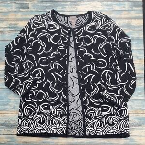 Chico's Easywear Black and White Swirl Cardigan